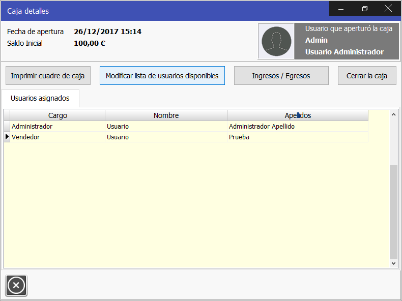 TPV o POS Caja Amiga. Caja detalles