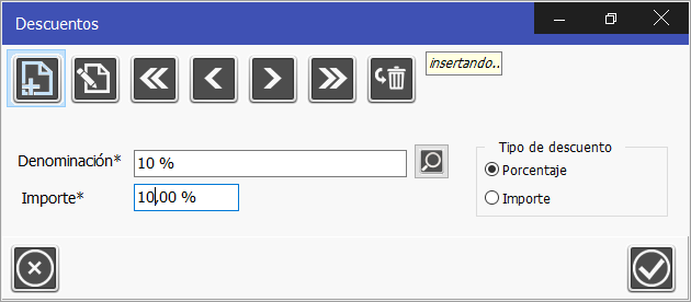 TPV Caja Amiga. Ventana de descuentos