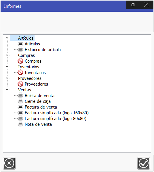TPV o POS Caja Amiga. Ventana de informes