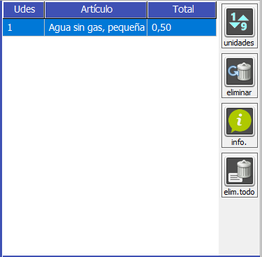 TPV Caja Amiga. Inserción del artículo