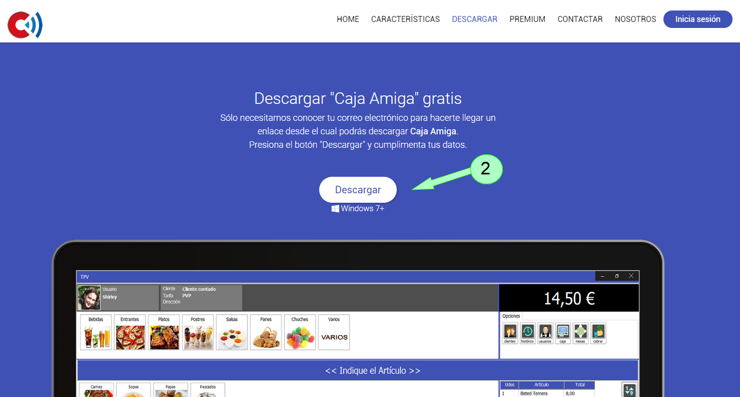 Descargar TPV o POS Caja Amiga Free. Envío de solicitud