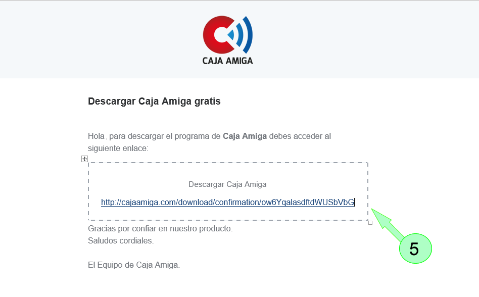 Descargar TPV o POS  Caja Amiga Free. Email de enlace con la descarga del programa.