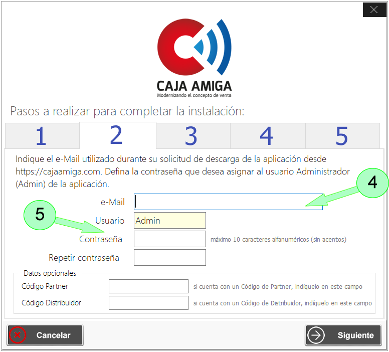 Instalar Software TPV Caja Amiga Free. Etapa 2 del proceso de instalación
